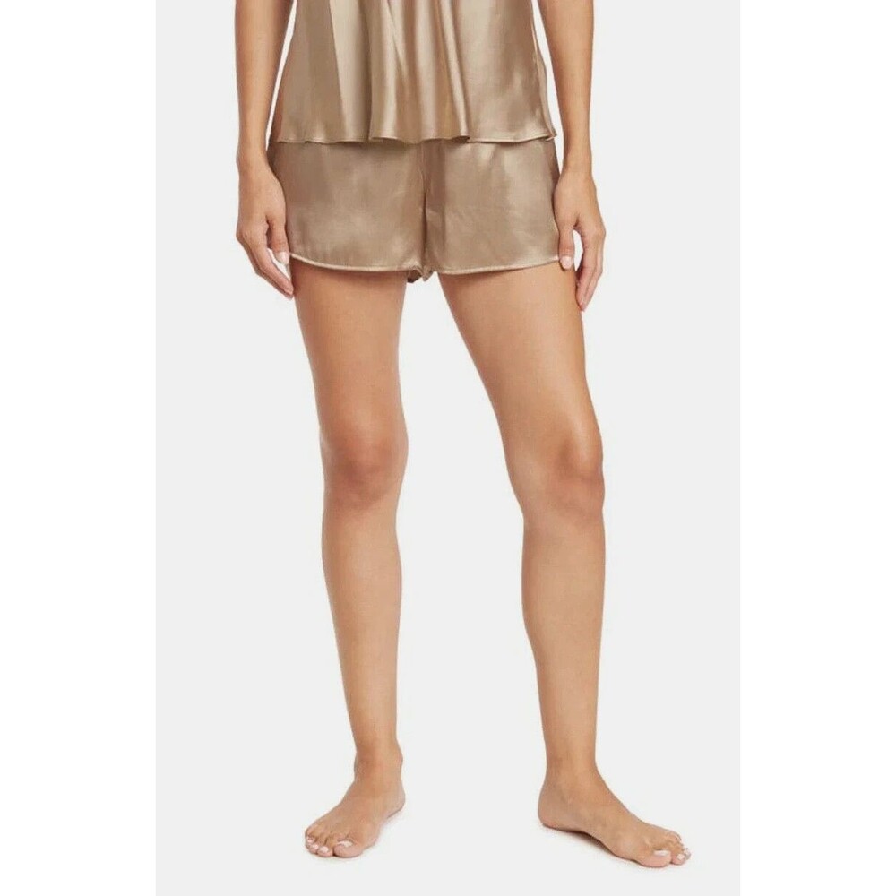 Nordstrom 100% Silk Sleep Pajama Shorts Lingerie Size Small Tan Light Brown
